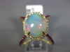 ESTATE LARGE 3.96CT DIAMOND AAA OPAL & RUBY 14KT YELLOW GOLD 3D CRISS CROSS RING