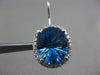 ESTATE MASSIVE 9.90CT DIAMOND & BLUE TOPAZ 14KT WHITE GOLD OVAL HANGING EARRINGS