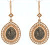 ESTATE LARGE 3.10CT WHITE & CHOCOLATE FANCY DIAMOND 18KT ROSE GOLD 3D EARRINGS