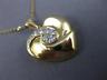 ESTATE .38CT DIAMOND 14KT YELLOW GOLD CLASSIC 3D SWIRL PUFF HEART PENDANT #322