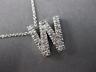 .38CT ROUND DIAMOND 14KT WHITE GOLD CLASSIC "W" INITIAL FLOATING PENDANT #18317