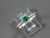 ESTATE .28CT DIAMOND & AAA EMERALD 14KT WHITE GOLD ROUND & OVAL CLASSIC FUN RING