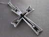 ESTATE LARGE .66CT DIAMOND 18KT WHITE GOLD ENAMEL FLOATING CROSS PENDANT #24564