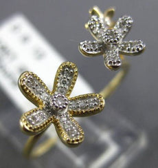 ESTATE .12CT DIAMOND 14KT YELLOW GOLD 3D CLASSIC MULTI FLOWER MILGRAIN FUN RING