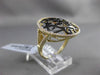 ANTIQUE LARGE .35CT DIAMOND 14K YELLOW & BLACK GOLD 3D FILIGREE CIRCLE LOVE RING