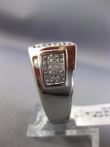 ESTATE 1.75CT ROUND & PRINCESS DIAMOND 14KT WHITE GOLD 3D HANDCRAFTED MENS RING