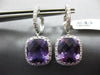 ESTATE LARGE 14.75CT DIAMOND & AMETHYST 18KT WHITE GOLD SQUARE HANGING EARRINGS