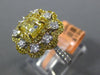 ESTATE LARGE 1.05CT WHITE & FANCY YELLOW DIAMOND 18K 2 TONE GOLD ENGAGEMENT RING