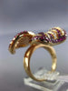 ESTATE EXTRA LARGE 3.63CT DIAMOND & AAA PINK RUBY 18K ROSE GOLD 3D FLOWER RING