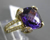 ESTATE LARGE 6.99CT DIAMOND & AAA AMETHYST 14KT YELLOW 3 DIMENSION COCKTAIL RING