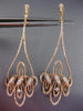 ESTATE LARGE .80CT DIAMOND 14KT ROSE GOLD FLOWER OPEN FILIGREE HANGING EARRINGS