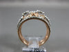 ESTATE WIDE 1.17CT DIAMOND 14KT ROSE GOLD 3D CLASSIC CLUSTER MULTI ROW LOVE RING