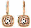 1.90CT DIAMOND & AAA MORGANITE 14KT ROSE GOLD SQUARE LEVERBACK HANGING EARRINGS