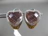 LARGE 15.01CT WHITE & FANCY YELLOW DIAMOND & QUARTZ 14KT WHITE GOLD 3D EARRINGS