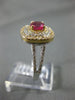 ESTATE 1.64CT DIAMOND & AAA PINK SAPPHIRE 14KT 2 TONE GOLD HALO ENGAGEMENT RING