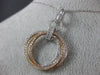 ESTATE 1.0CT DIAMOND 14KT TRI COLOR GOLD 3D CIRCLE OF LIFE OVERLAPPING PENDANT
