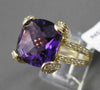 ESTATE LARGE 6.99CT DIAMOND & AAA AMETHYST 14KT YELLOW 3 DIMENSION COCKTAIL RING