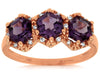 ESTATE 1.47CT DIAMOND & AAA AMETHYST 14KT ROSE GOLD THREE STONE ANNIVERSARY RING