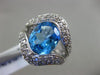 ESTATE LARGE 5.52CT DIAMOND & AAA BLUE TOPAZ 18KT WHITE GOLD 3D V SHAPE RING
