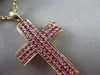ESTATE LARGE 1.12CT AAA PINK SAPPHIRE 14KT YELLOW GOLD FLOATING CROSS PENDANT