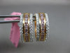 ESTATE 1.54CT WHITE & PINK DIAMOND 18KT ROSE GOLD 3D 3 ROW HEART HUGGIE EARRINGS