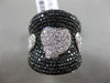 ESTATE MASSIVE 2.24CT WHITE BLACK DIAMOND 18K 2 TONE GOLD PAVE 3 HEART LOVE RING