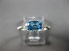 ESTATE 1.0CT DIAMOND & AAA BLUE TOPAZ 14K WHITE GOLD 3D CLUSTER RECTANGULAR RING