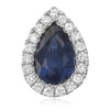 ESTATE 1.18CT DIAMOND & AAA SAPPHIRE 18K WHITE GOLD TEAR DROP HALO STUD EARRINGS