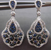 ANTIQUE 1.34CT DIAMOND & SAPPHIRE 14KT WHITE GOLD 3D SPIDER WEB HANGING EARRINGS