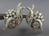 ANTIQUE EXTRA LARGE 7CT ROUND & BAGUETTE DIAMOND PLATINUM 3D FLOWER EARRINGS