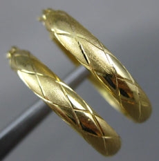 ESTATE 14KT YELLOW GOLD 3D CLASSIC MATTE & SHINY X LOVE HOOP EARRINGS #26314