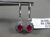 ESTATE 1.13CT DIAMOND & AAA RUBY 14KT WHITE GOLD 3D CLASSIC OVAL FLOWER EARRINGS