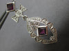 ESTATE LARGE 1.60CT DIAMOND & TOURMALINE 14KT WHITE GOLD FLOWER HANGING EARRINGS