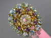 ESTATE LARGE 2.13CT DIAMOND & AAA MULTI GEM 14K YELLOW GOLD CIRCULAR FLOWER RING