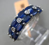 ESTATE WIDE 3.87CT DIAMOND & SAPPHIRE 14K WHITE GOLD OVAL ETOILE DOUBLE ROW RING