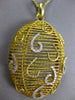 EXTRA LARGE .41CT DIAMOND 18K YELLOW GOLD 3D OVAL OPEN FILIGREE FLOATING PENDANT