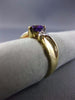 ESTATE .69CT DIAMOND & AAA HEART SHAPE AMETHYST 14K 2 TONE GOLD 3D PROMISE RING