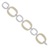 ESTATE LARGE 4.37CT DIAMOND 18KT 2 TONE GOLD CLASSIC OVAL SQUARE TENNIS BRACELET
