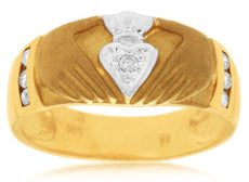 ESTATE .16CT DIAMOND 14KT TWO TONE GOLD CLADDAGH HEART LOVE HIS & HER LOVE RING