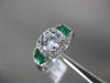 ESTATE 1.31CT DIAMOND & AAA SEMI MOON EMERALD 14KT WHITE GOLD 3D ENGAGEMENT RING