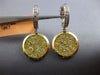 ESTATE 1.58CT WHITE & FANCY YELLOW DIAMOND 18KT 2 TONE GOLD 3D HANGING EARRINGS