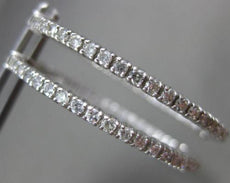 ESTATE 1.65CT DIAMOND 14K WHITE GOLD 3D CLASSIC INSIDE OUT HOOP HANGING EARRINGS