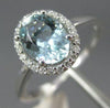 ESTATE 1.22CT DIAMOND & AAA OVAL AQUAMARINE 14KT WHITE GOLD HALO ENGAGEMENT RING