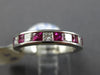 ESTATE 1.10CT DIAMOND & AAA RUBY 14K WHITE GOLD CLASSIC CHANNEL ANNIVERSARY RING