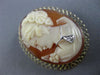 ESTATE LARGE DIAMOND 14KT TWO TONE GOLD 3D HANDCRAFTED LADY CAMEO PENDANT #25491