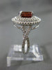 ESTATE LARGE 3.12CT DIAMOND & AAA ORANGE SAPPHIRE 14K WHITE GOLD ENGAGEMENT RING