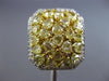 ESTATE EXTRA LARGE 5.43CT WHITE & FANCY YELLOW DIAMOND 18KT 2 TONE GOLD FUN RING