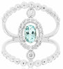 ESTATE .86CT DIAMOND & AAA AQUAMARINE 14K WHITE GOLD 3D ROUND & OVAL FLOWER RING