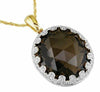 17.75CT DIAMOND & AAA SMOKY TOPAZ 14KT YELLOW GOLD 3D OVAL HALO FUN PENDANT