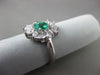 ANTIQUE LARGE 1.57CT DIAMOND & AAA EMERALD PLATINUM 3D FLORAL ENGAGEMENT RING